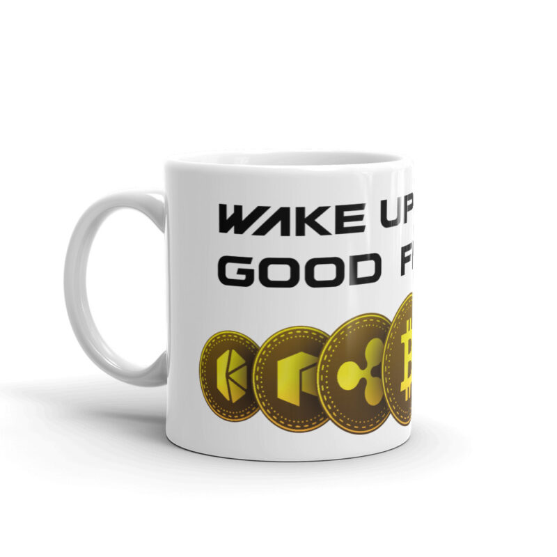 Wake up Crypto Mug - Gold - Image 3